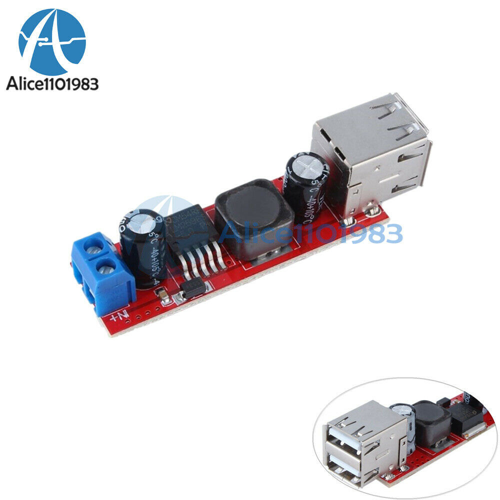 5PCS LM2596 DC 6V-40V To 5V 3A Double USB Charge DC Step-down Converter Module