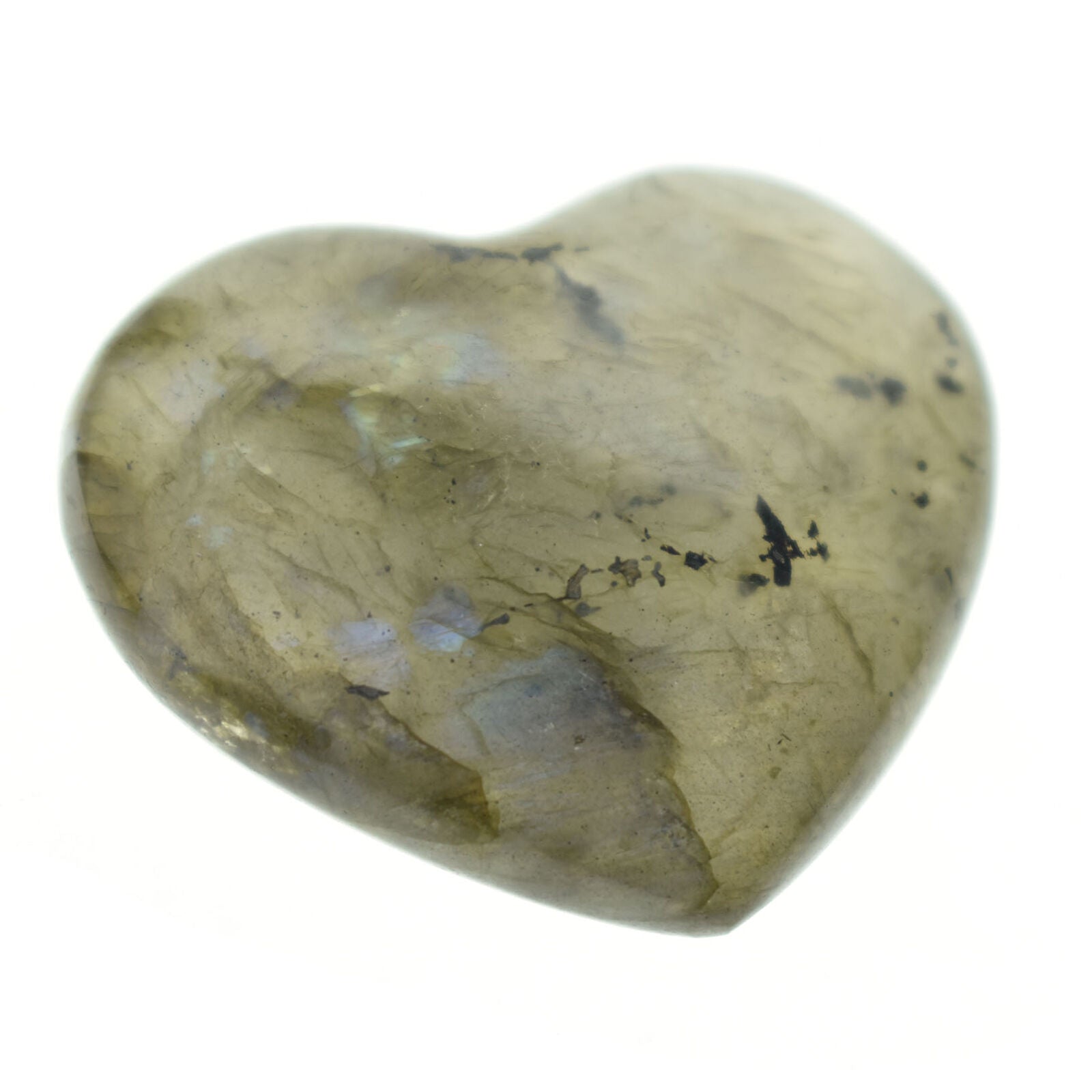 1pc Natural rainbow labradorite heart quartz crystal carved reiki healing