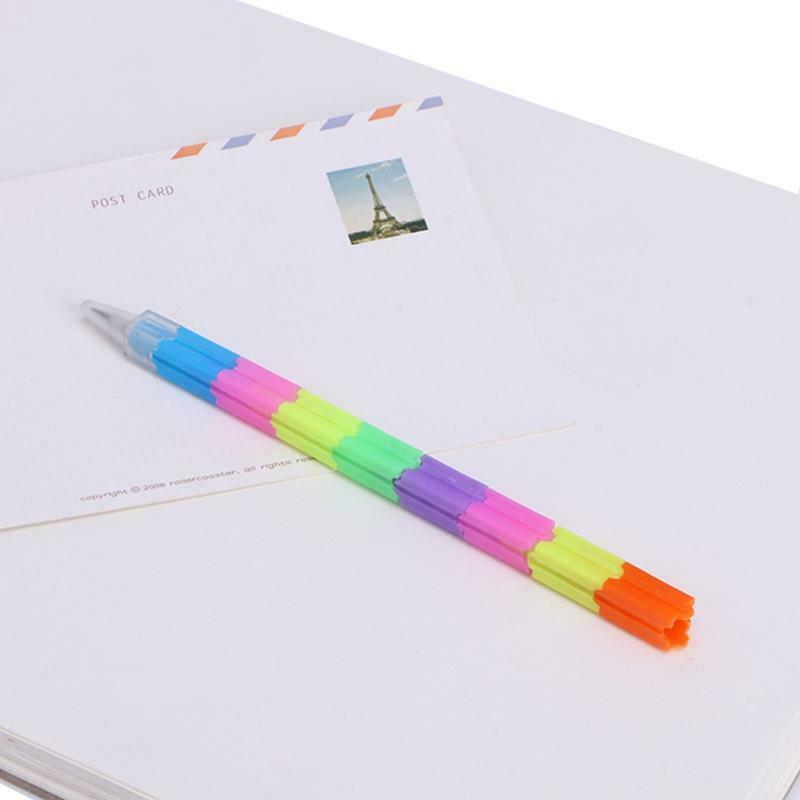 Creative Rainbow Multifunction Building Block Writing Pen Stacker Swap Pencil