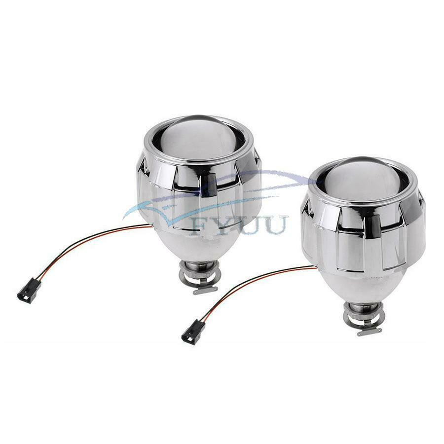 Pair Chrome 2.5'' LHD Car Mini HID Bi-xenon Projector Clear Lens Kit + 2x Shroud