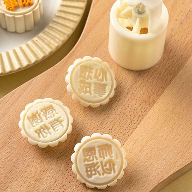 Round Side Mooncake Stampe Hand-pressing Plastic Mooncake Mold Express Gratitude