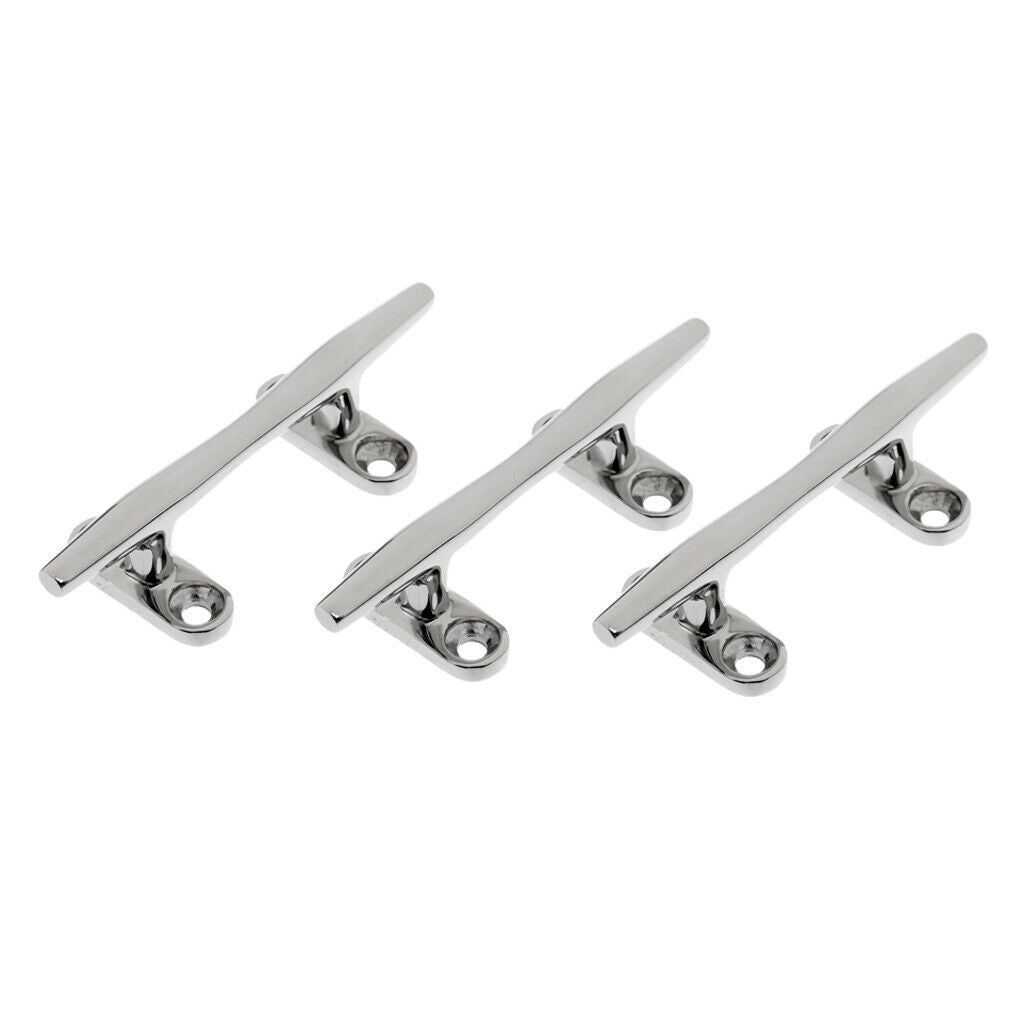 3x High Polished 10cm Boat Deck Dock Rope Line Cleat Cast Solid Heavy Duty