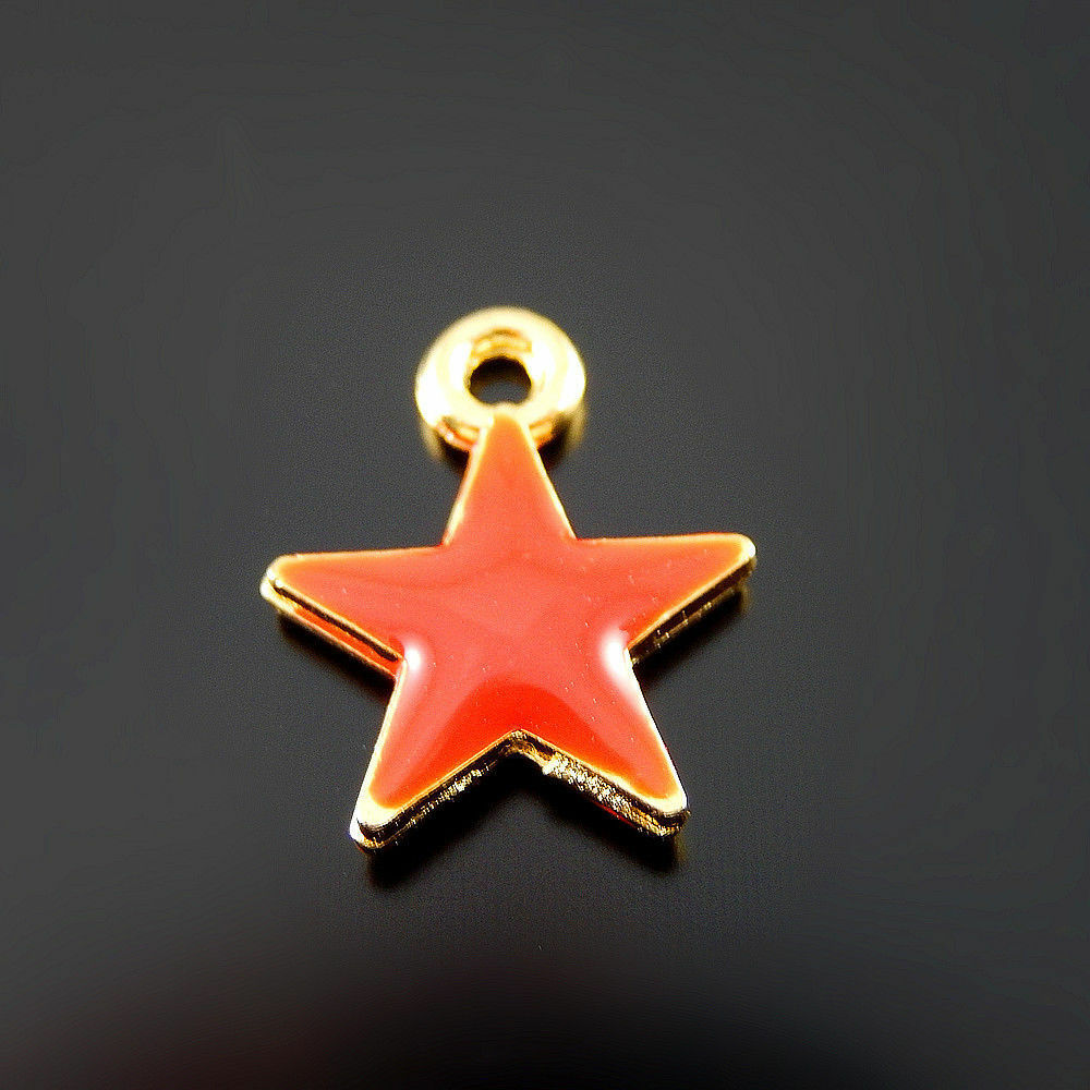 20 pcs Red Enamel Zinc Alloy Five-pointed Star Charms Pendant Findings 52071