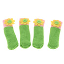 4pcs Knit Furniture Feet Socks Chair Leg Floor Protectors Green (Sunflower)