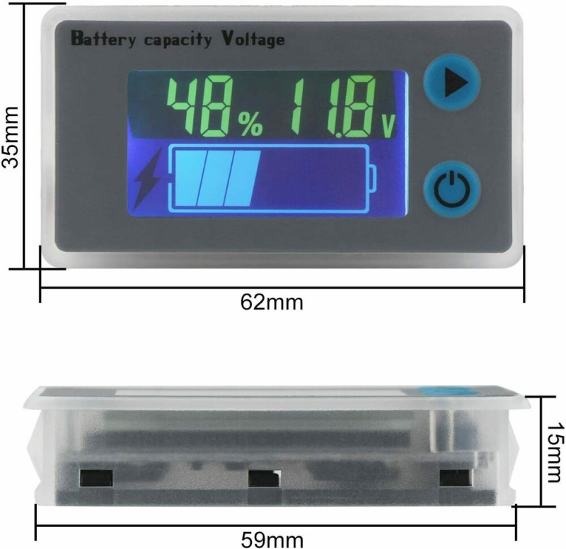 10-100V New Battery Capacity Indicator Voltmeter Lithium Ion Temperature