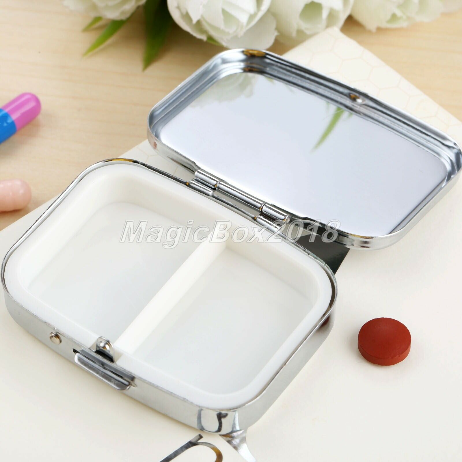 Medicine Organizer Container Jewellery Case Storage Holder Rectangle Pill Box
