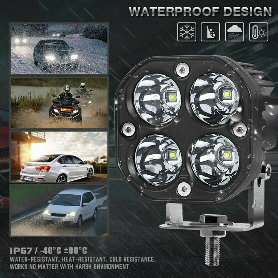 1pc 3"inch 40W LED Work Light Cube Pods Flood Truck Offroad SUV ATV Fog Driving