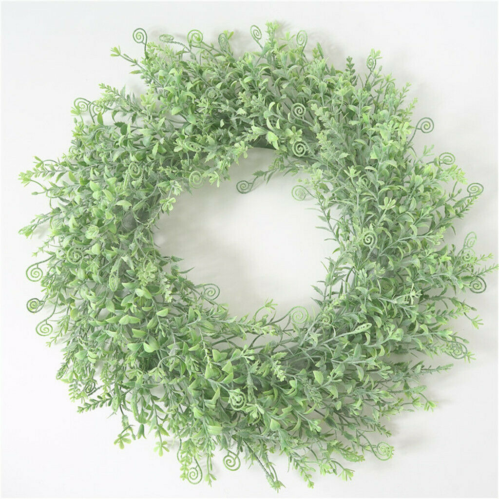 Artificial Plant Wreath, Fern, Spring Flowers and Wild Grass Wreath On Twisted