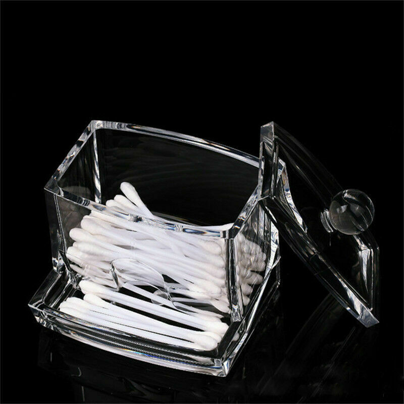 Useful Clear Acrylic Q-tip Storage Cotton Swab Holder Box Cosmetic Organizer