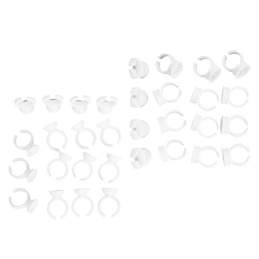 Set of 200 Tattoo Ink Pigment Rings Nail Polish Lip Glue Cups Caps White