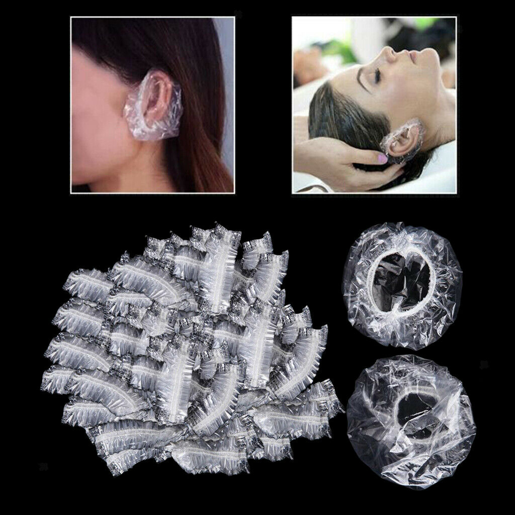 100x Disposable Hair Cut Salon Gown Dyeing Capes Apron + 100x Ear Cover