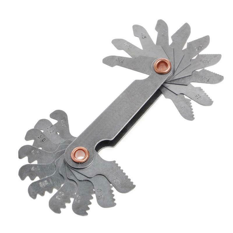 2 Pcs Stainless Steel Metric Screw Pitch 60+55 Degree Thread Measuring Gauge