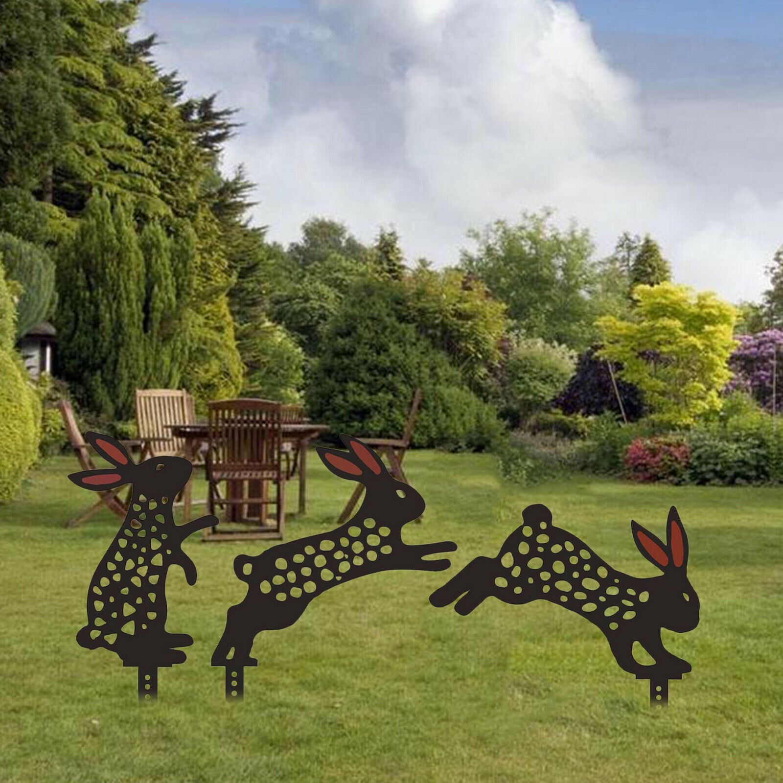 Rabbit Stakes Silhouette Black Cute Stake Decorative for Country Signs