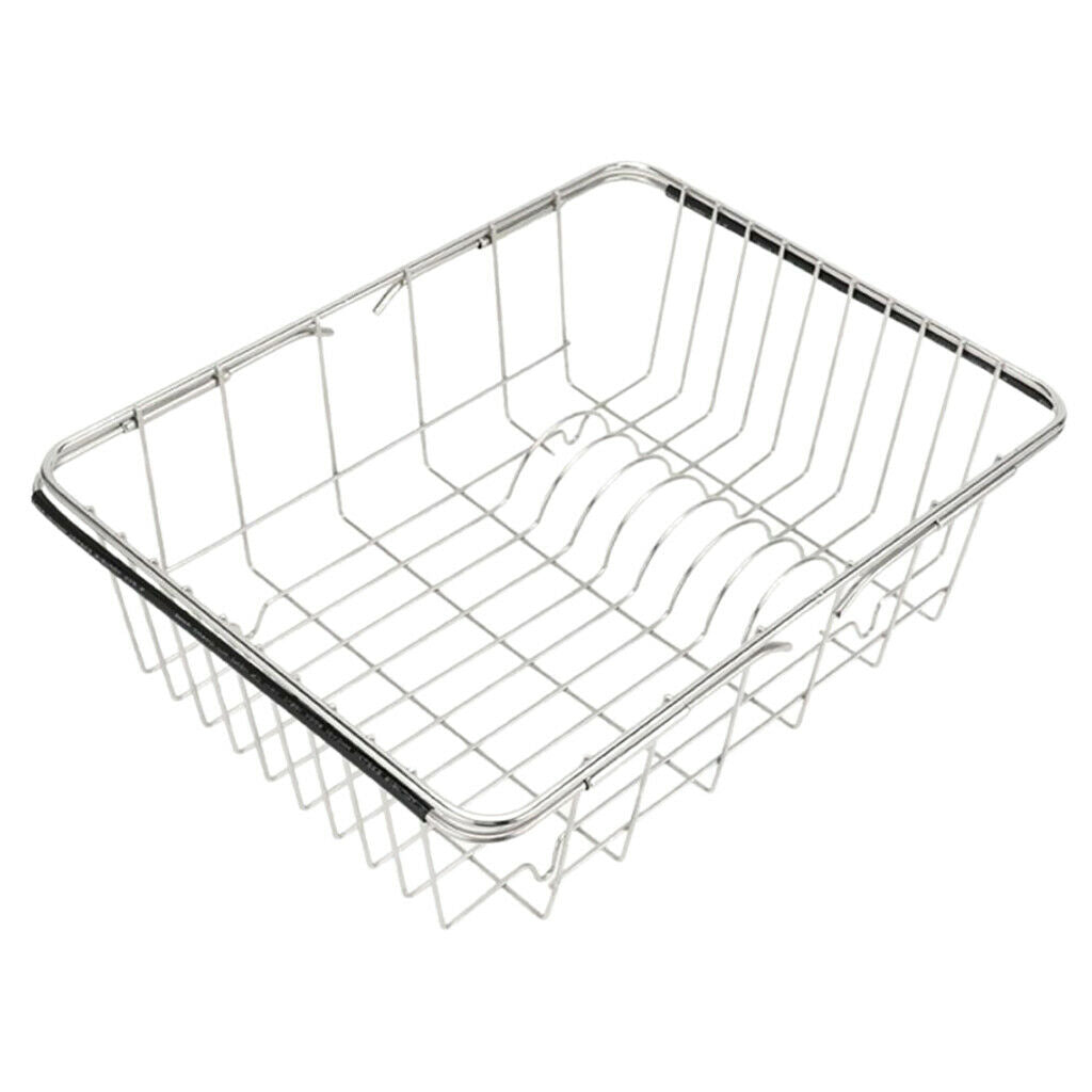 Stainless Steel Sink Dish Drainer, Vegetable Fruit Storage Basket, with