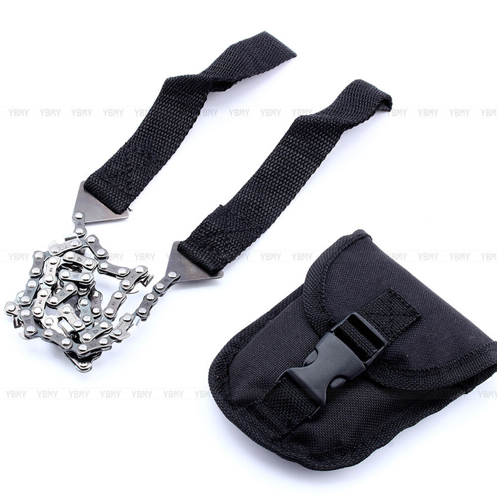 Survival Chain Saw Pocket Gear w/ Pouch Hand ChainSaw Emergency Camping Kit Tool