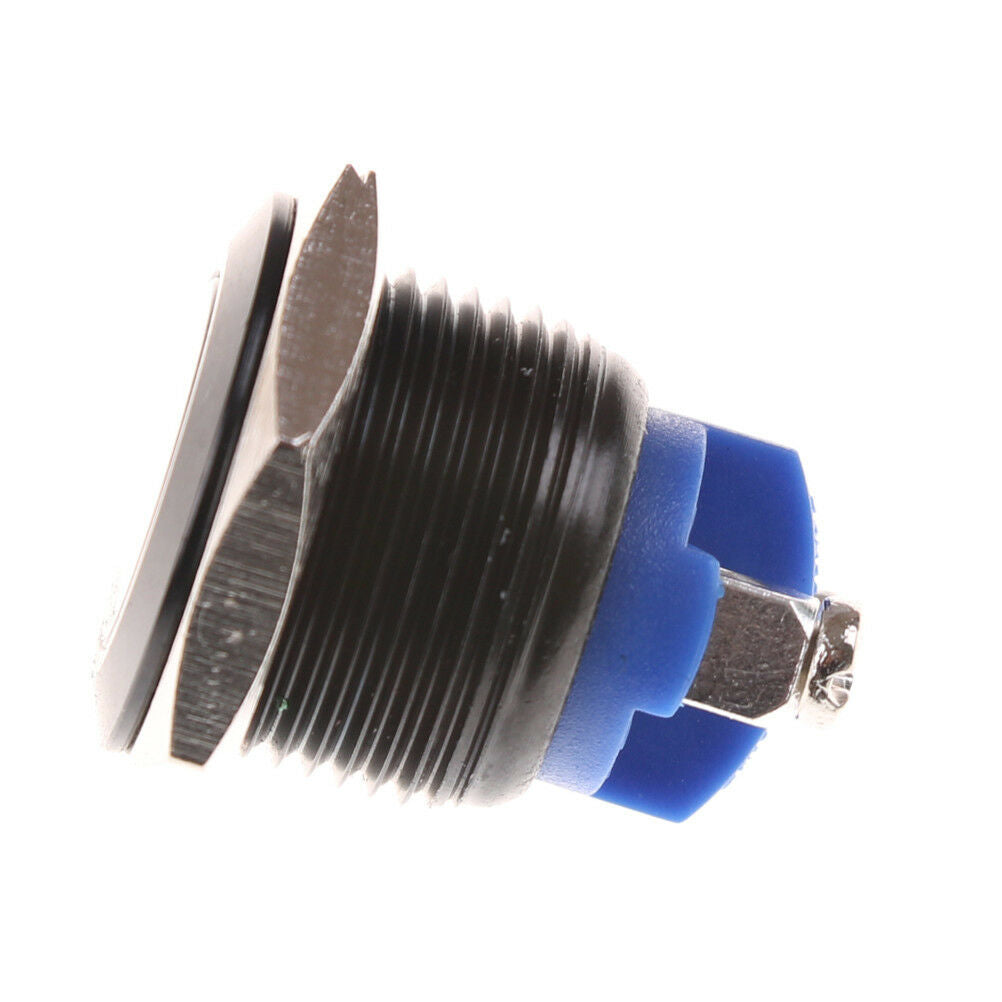 1PC 16mm Stainless Steel Black Waterproof Starter Switch Momentary Button Tt
