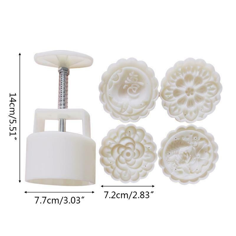 4PCS StampS Moon Cake Maker 125g Moon Cake Mould Thickness Adjustable DIY