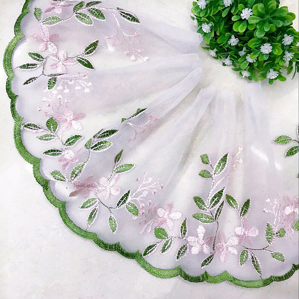 2 Yards Flower Lace Edge Trim Ribbon Embroidered Wedding Dress DIY Sewing Decor