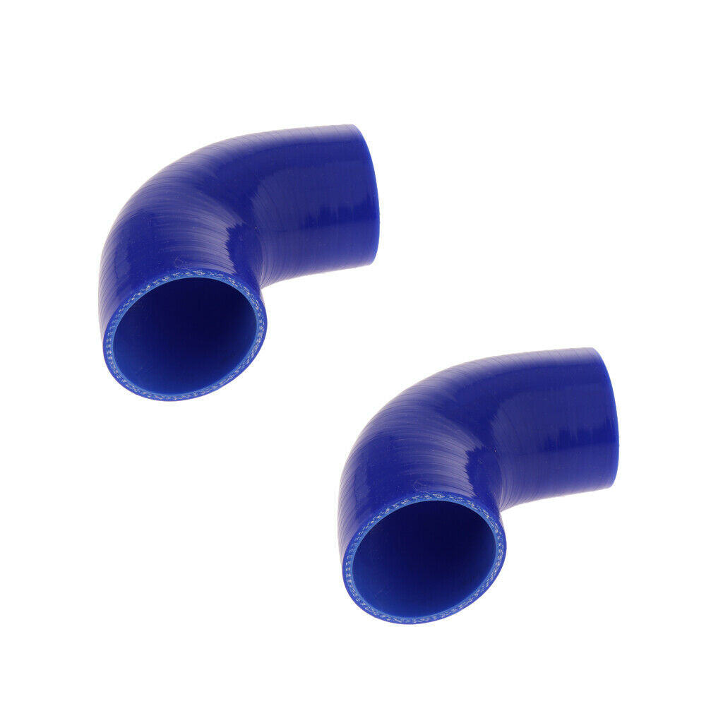 2Pcs 90 Degree 63mm 4 Ply Silicone Elbows Turbo Hose Racing Coupler Pipe Blue