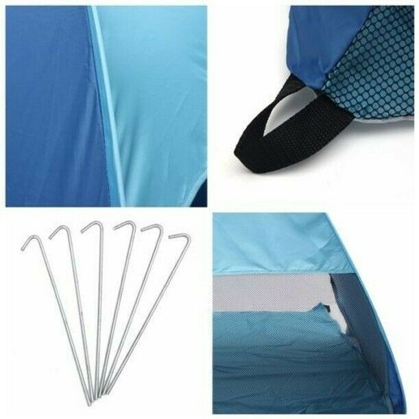 blue Beach Tent UV Protection Fully Sun Shade Quick Open Beach Awning