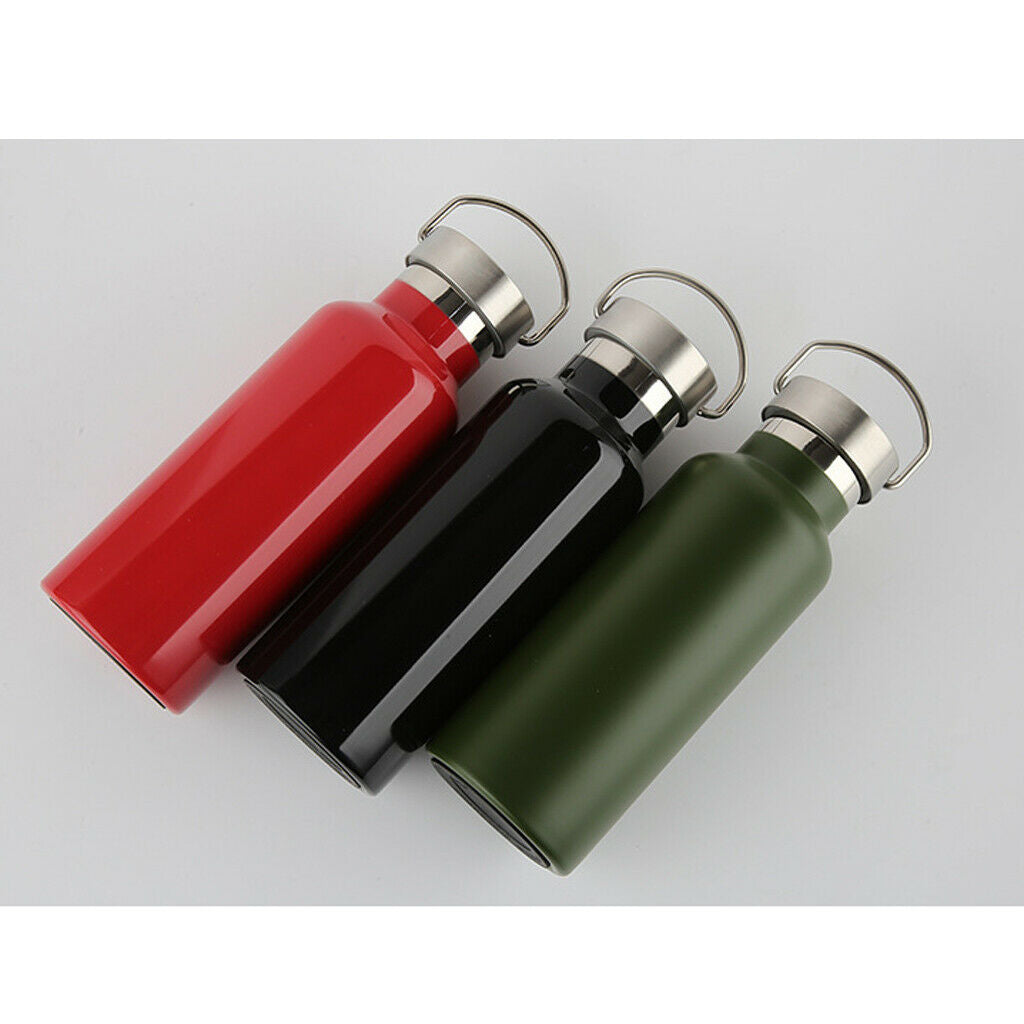 500ml Black Camping Hiking Travel Sport Bottle Water Drinking Vacuum Cup and