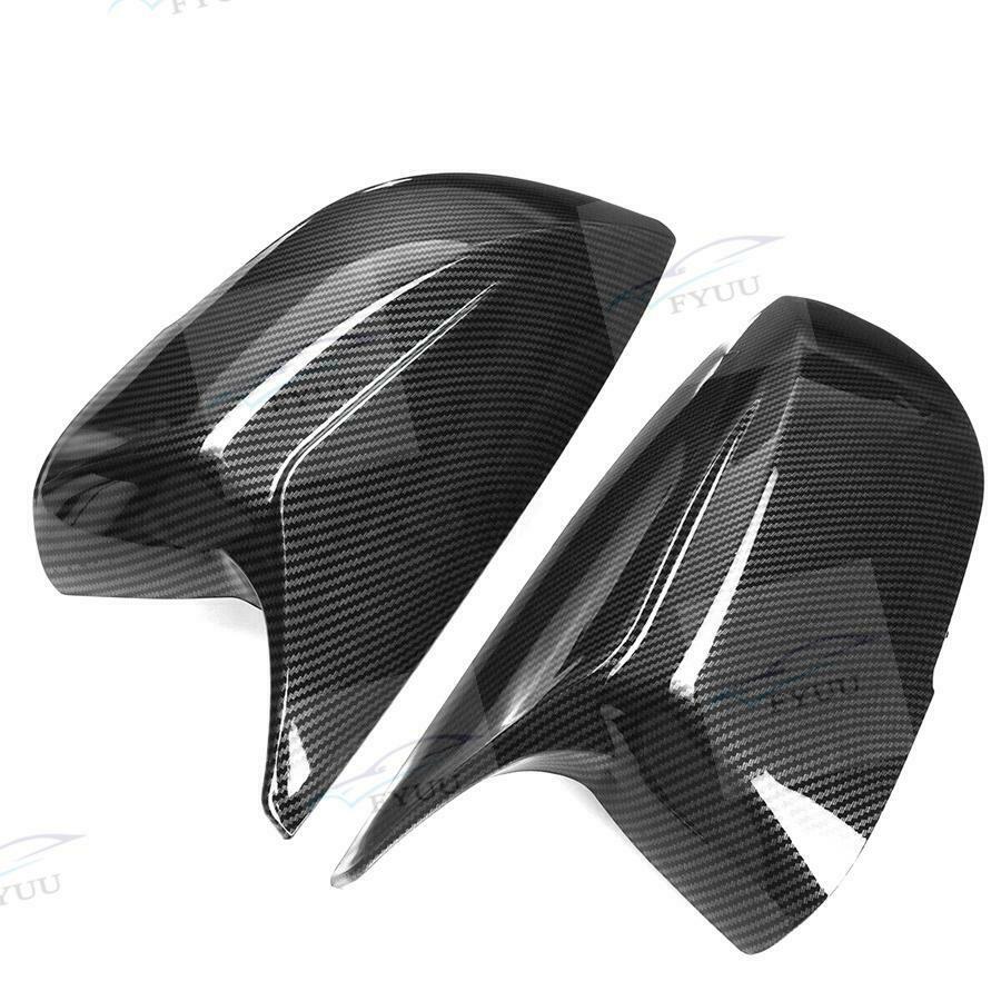 Pair Carbon Fiber Look ABS Mirror Cover Cap For INFINITI Q50 Q70 2014-21 Add On