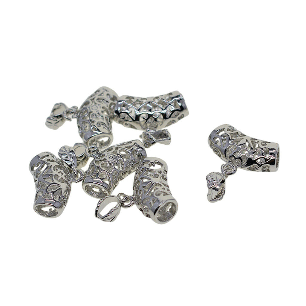 6pcs Leaf Pinch Bails Silvery Pendant Holder Bag Decor DIY Jewelry Making