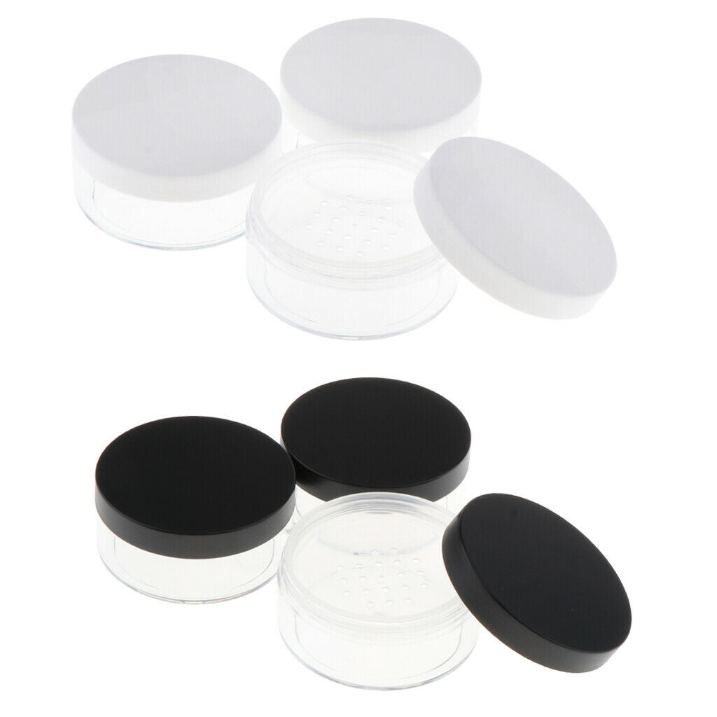 6pcs Clear Loose Powder Container Smoothing Powder Puff Case Makeup Jars
