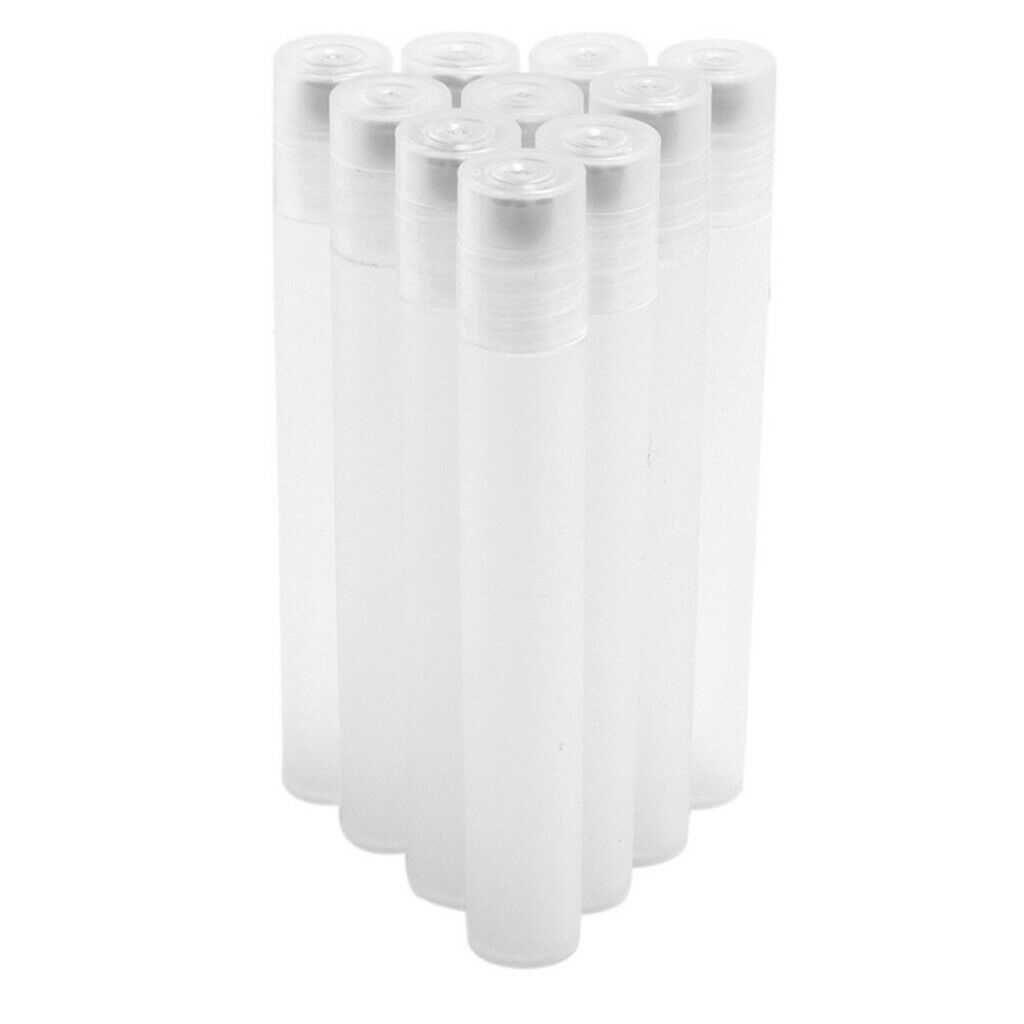 10pcs 10ml Plastic Roll-on Bottles Travel Liquids Containers with Stainless