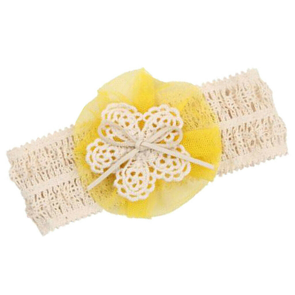 Cute Lace Flower Kids Baby Girl Toddler Headband Hair Band Headwear Yellow