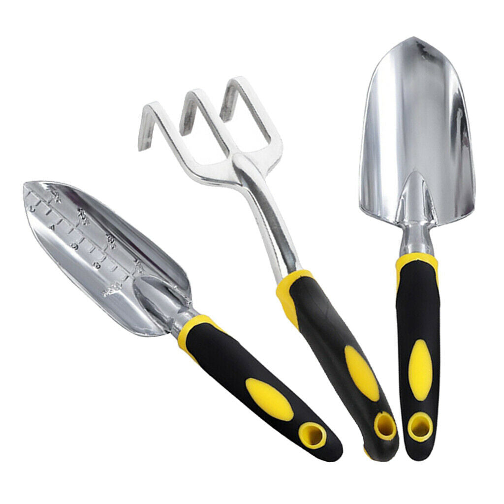 3x Garden Tool Set Gardening Trowels Rake Cultivator w/ Ergonomic Soft Grip