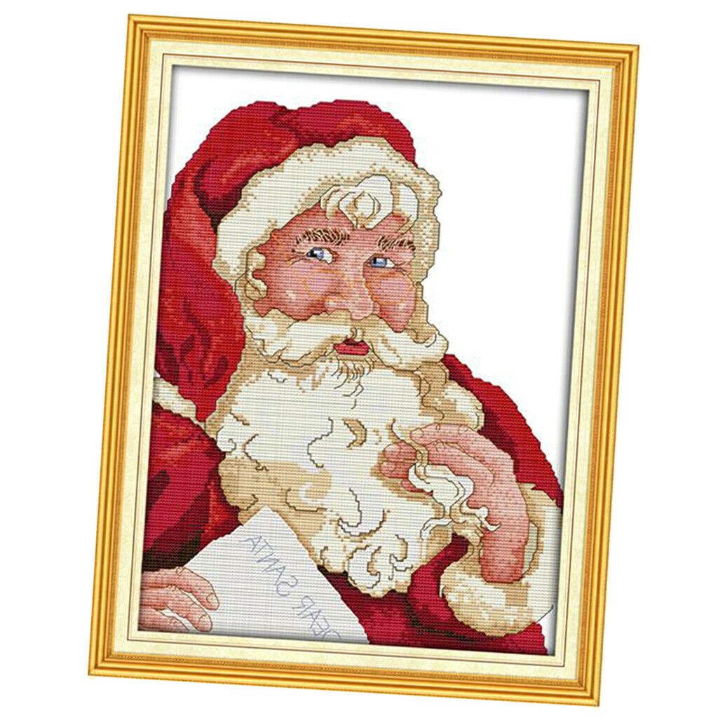 Santa Claus Pattern Stamped Cross Stitch Kit Needlework Craft 14CT 31x41cm
