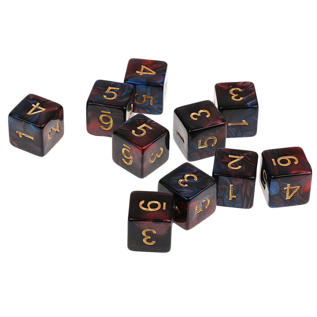 10x D6 acrylic dice 6-sided dice accessories for board game RPG game blue red