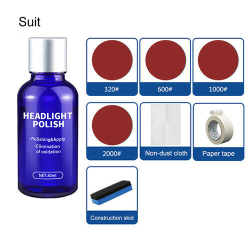 Car Headlight Lens Repair Tools Kit with 30ML Care Polishing Anti-scratch Liquid