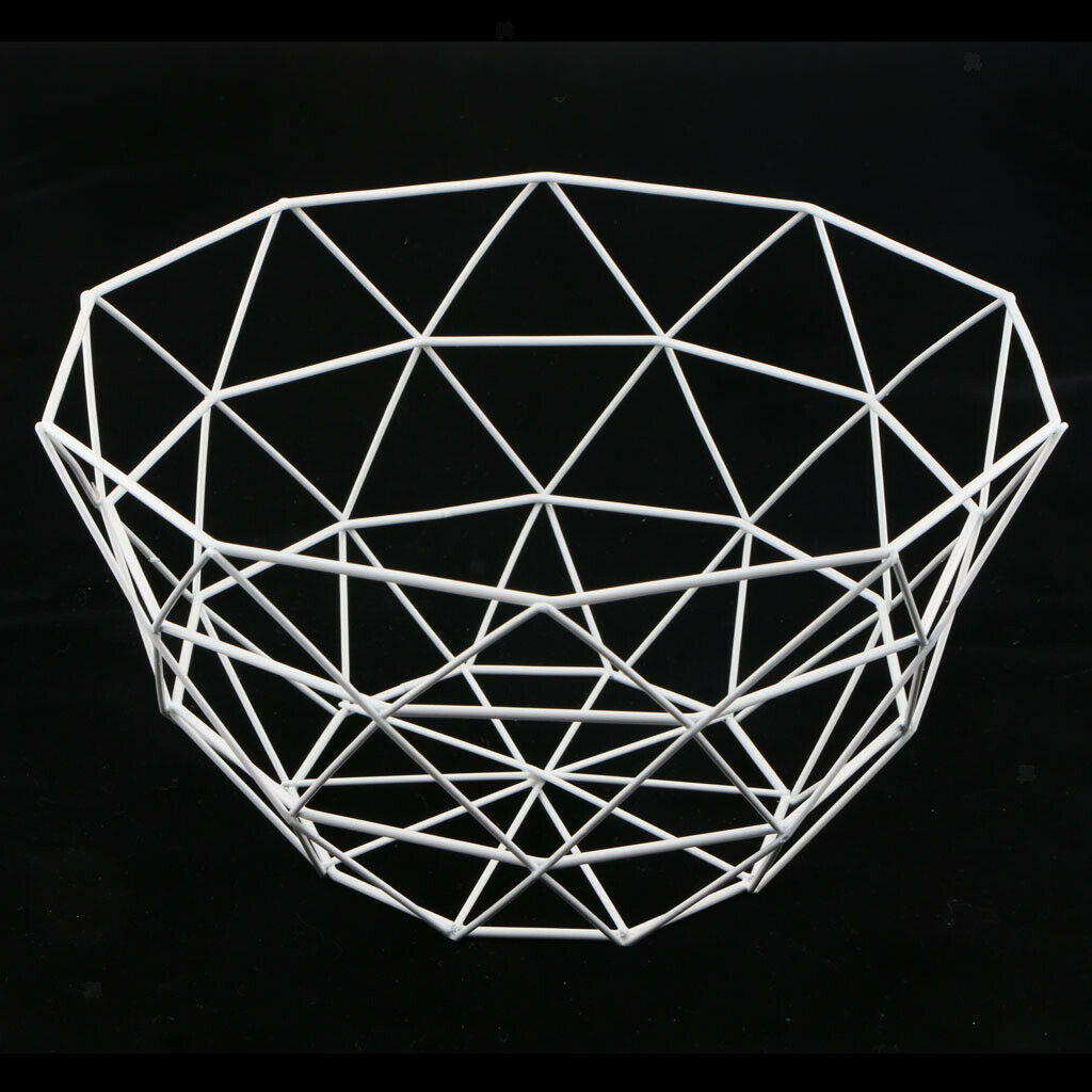 Metal Wire Fruit Basket Bowl Food Serving Dish Candy Biscuit Snack Tray White