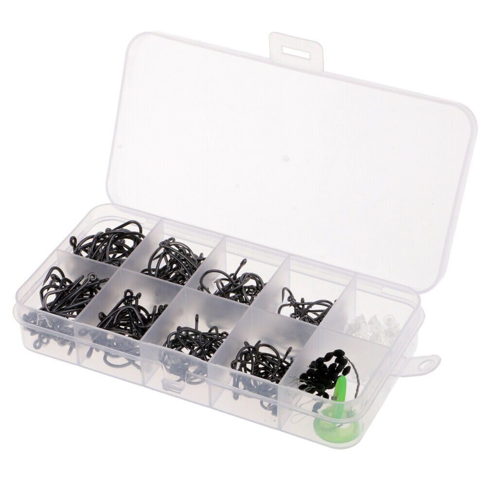 200pcs Octopus Fishing Hooks  Offset Hooks w/ Float Stoppers & Rig Beads