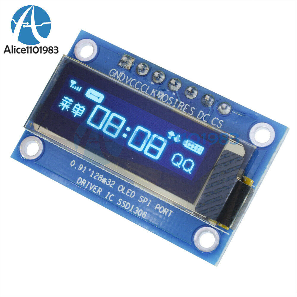 0.91" inch 128*32 Blue SPI OLED LCD Display Module DC 3.3V 5V Screen For Arduino