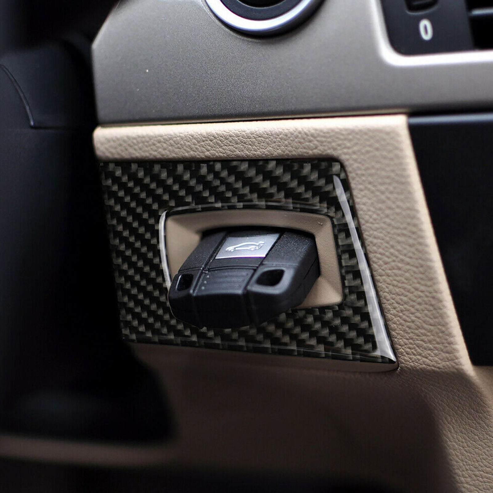 Fit For BMW 3 Series E90 E92 E93 2005-12 Carbon Fiber Keyhole Strips Cover Trim