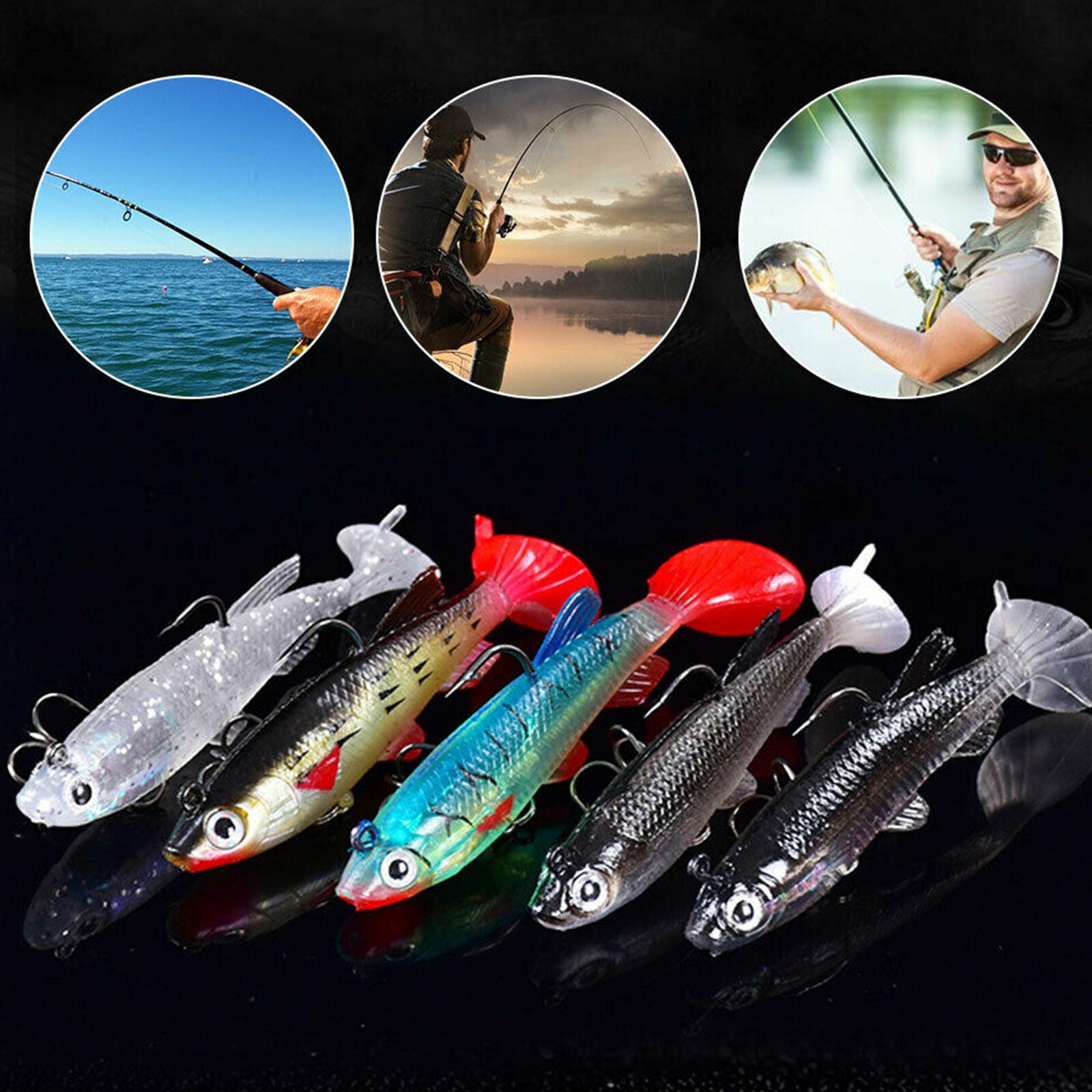 Artificial Lead Fish Pike Jig Fishing Soft Bait Lures Kit Wobbler 5Pcs/set