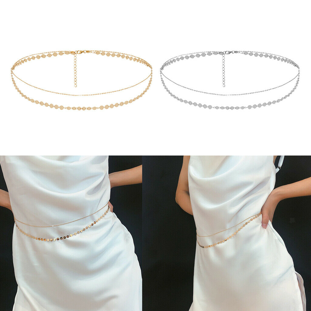 2x Women's Sexy Bikini Belly Chain Crossover Adjustable Body Chain Jewelry