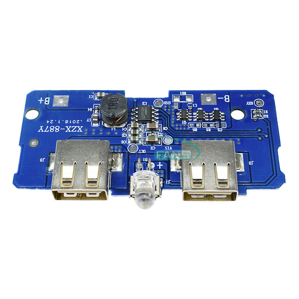 Dual USB 5V 2A Power Bank Mobile Charger Board Step-Up Module Indicator Light
