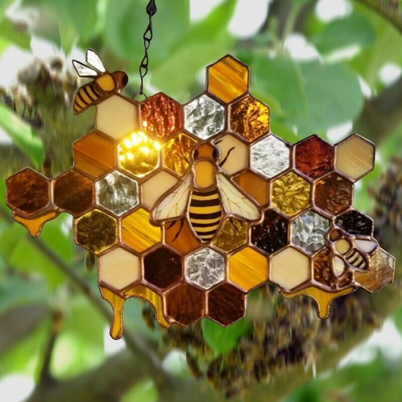 Queen & Bee Protect Honey Suncatcher Honey Bee Mosaic Handmade Home DecoratiU1O4