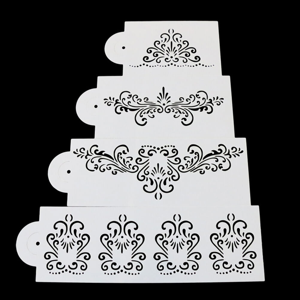 4PCS/Set Stencil Flower Fondant Cake Stencil Cookie Cake Stencil Decor Too.l8
