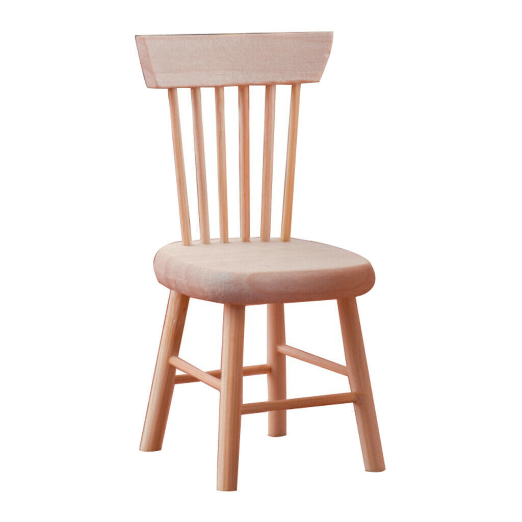 12th Miniatures Furniture Handmade Unpainted Chair Decoration Photo Props