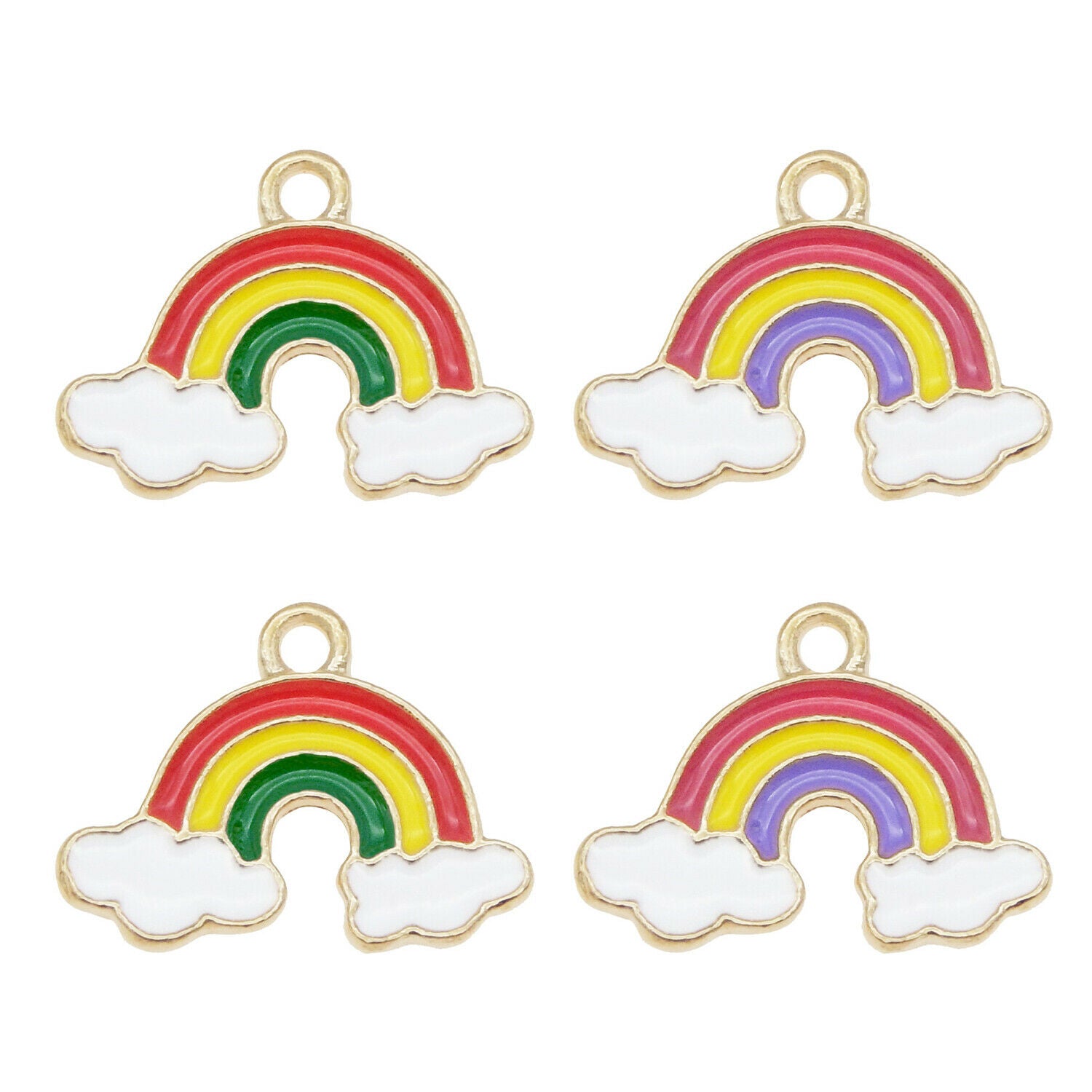 20pcs Enamel Plated Mixed Assorted Rainbow Cloud Pendant Charms Jewelry Findings