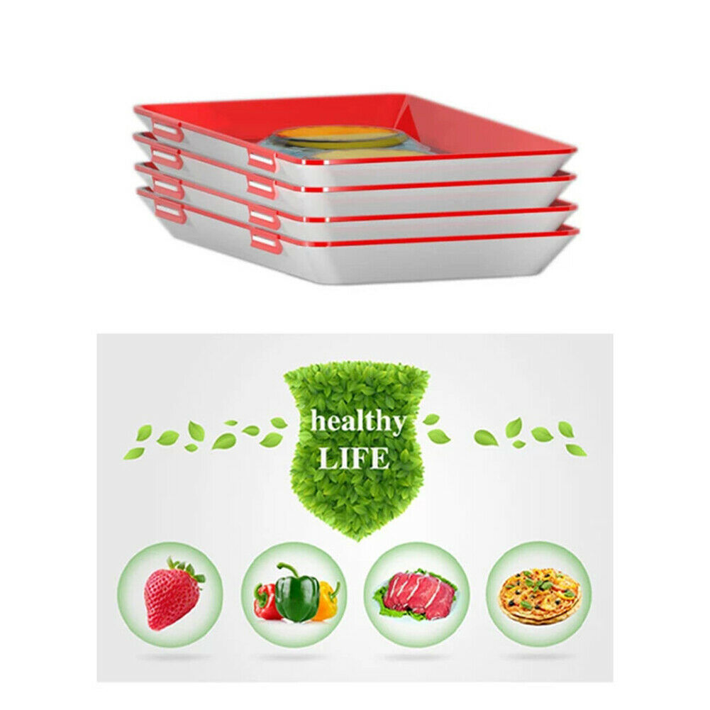 2pcs Stackable Food Preservation Tray Vacuum Seal Food Storage Container @