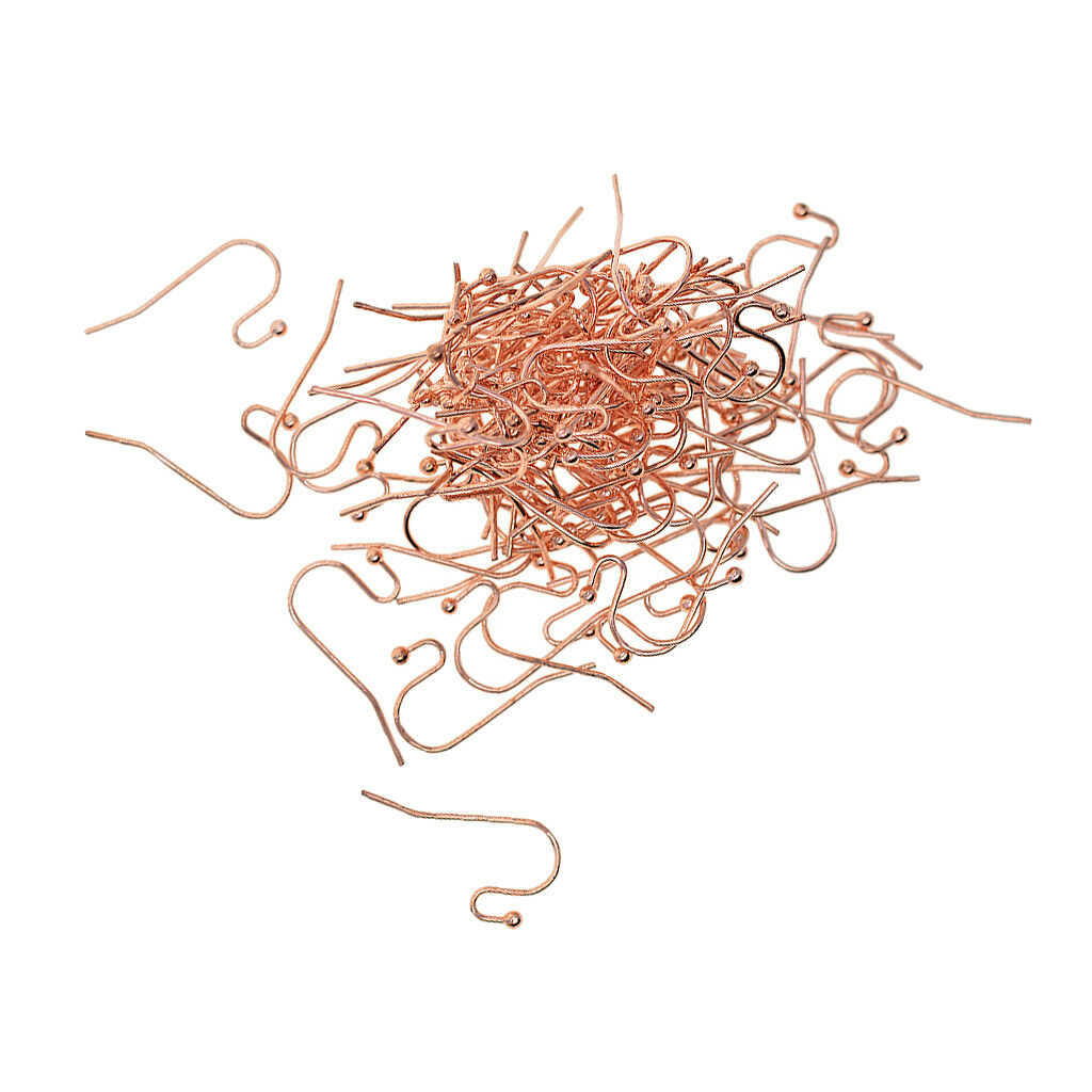 100pc Dot Ball French Hook Rosegold Copper Plated Earring Ear Wires Findings