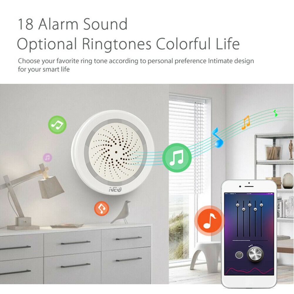 3 in 1 WiFi Siren Alarm with Temperature Humidity Sensor App Voice Control @