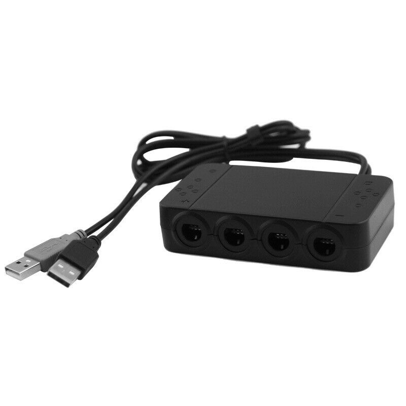 Black 4 Ports USB Adapter Converter for Nintendo Wii U/PC/NGC/Switch Controllers