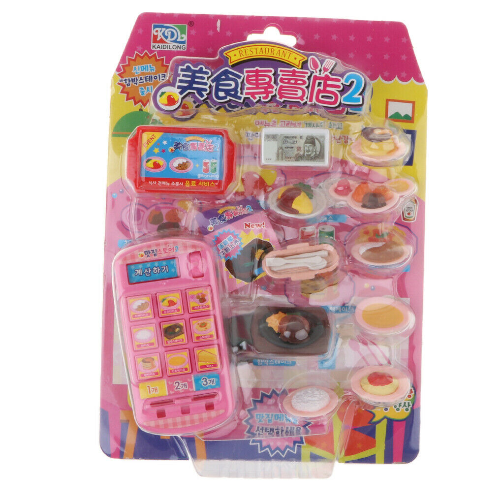 Pretend Play Food Store Set, Dessert, Food Ordering Machine, Cash and Other